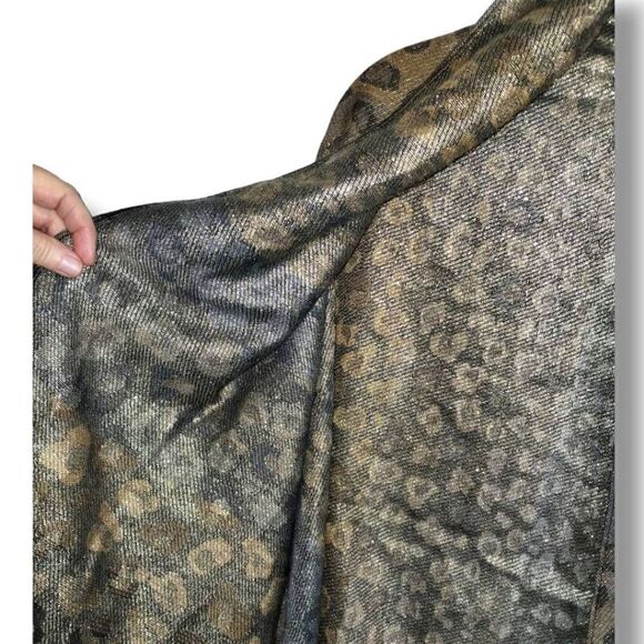 Scarf Wrap Animal Print Gold Metallic Black Cheetah Gray Brown 36x72 - Picture 3 of 14